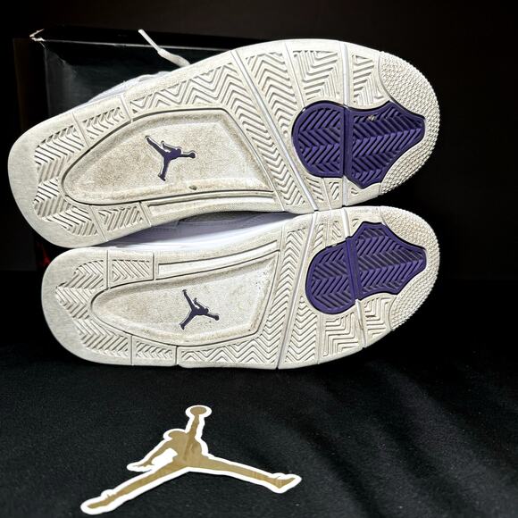 Size 6 - Nike Air Jordan 4 Retro GS Purple Metallic Men's Shoes - Picture 6 of 8